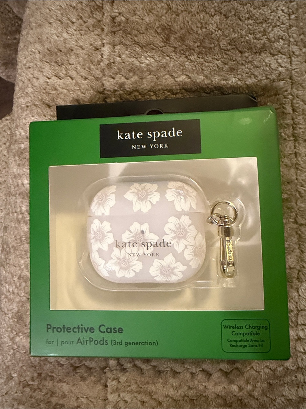 kate spade lavender floral AirPods (3rd Gen) Protective Case with Gold Keyring